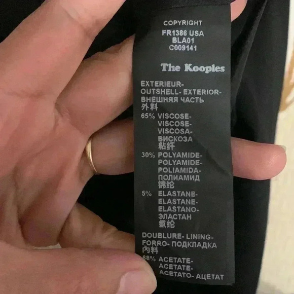 The Kooples Hopla Leather-Trim Faux Wrap Classic Mini Dress NWT - Picture 10 of 10